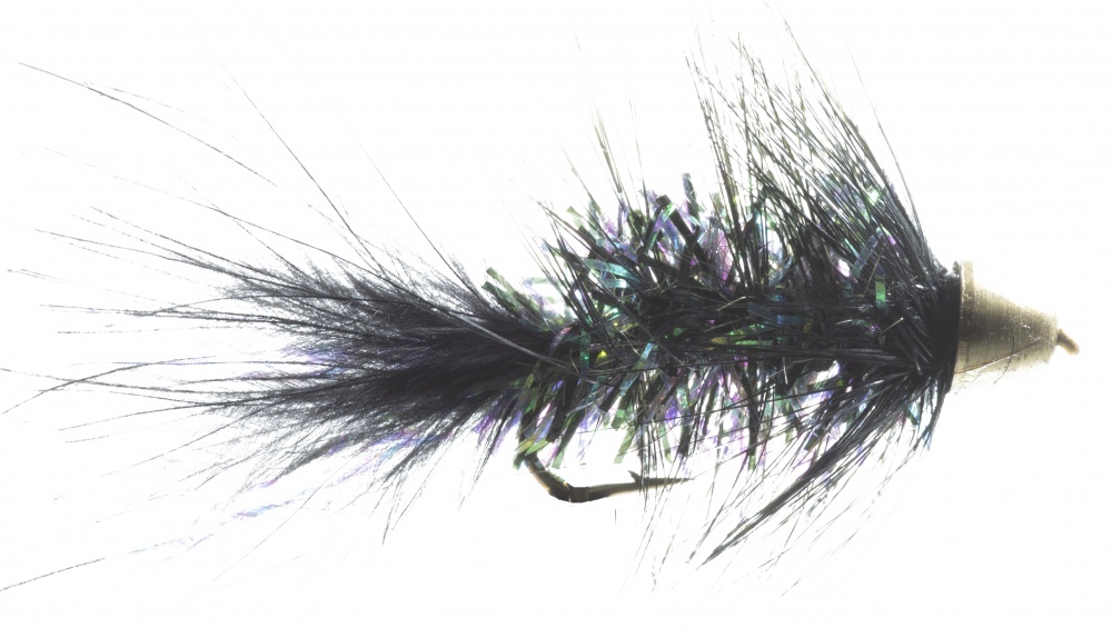 The Essential Fly Black Krystal Bugger Fishing Fly